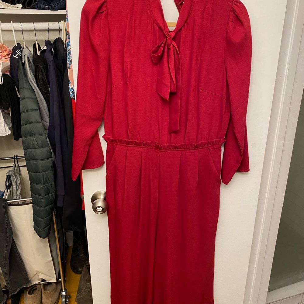 Red Wide-Leg Jumpsuit